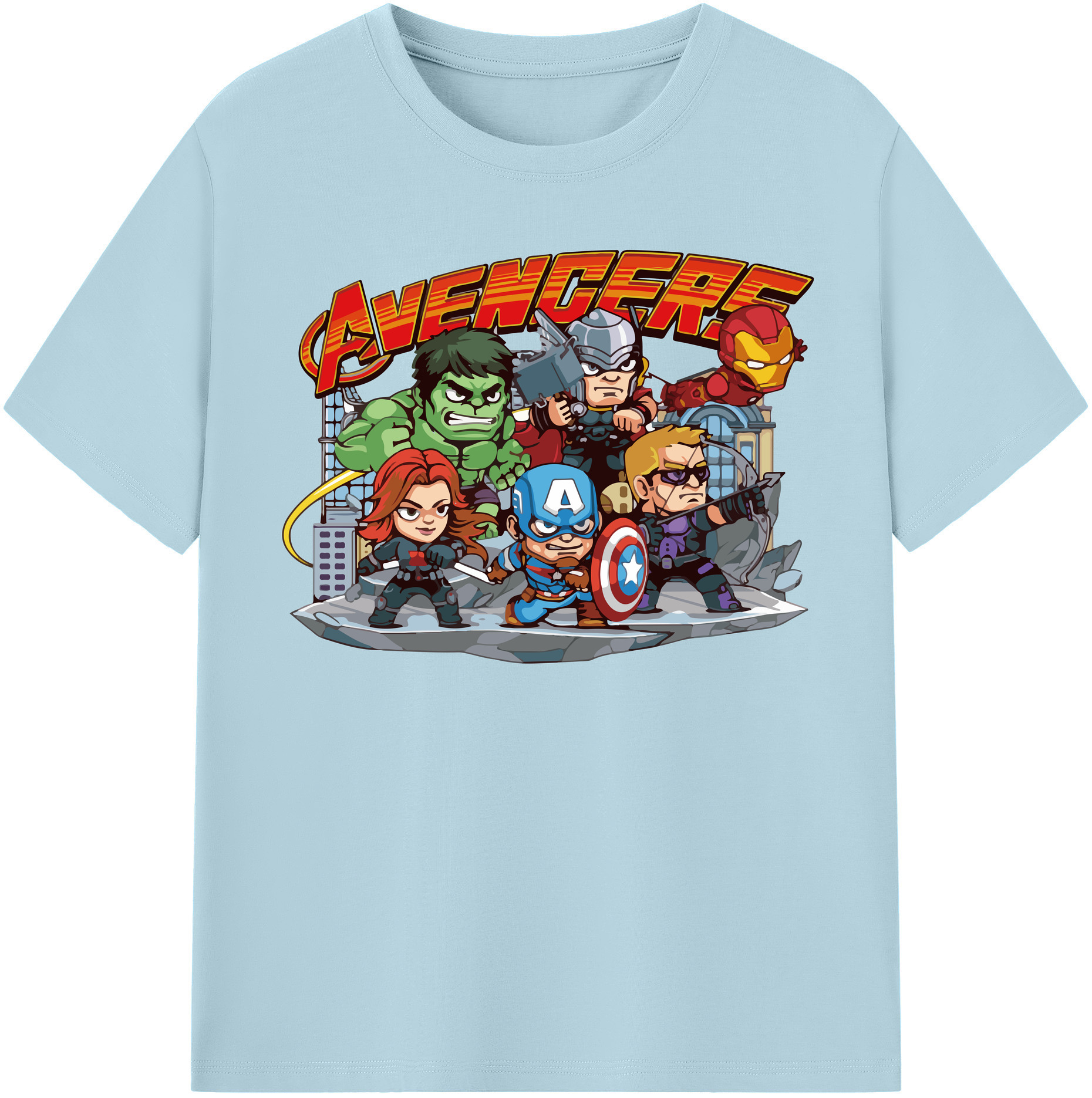（画像用） アベンジャーズ The Avengers 綿100％半袖Tシャツ（フロントプリント）
